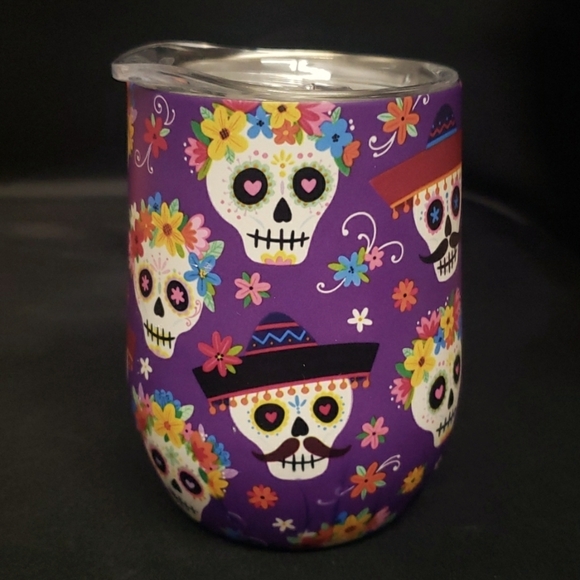 Clementine Paper NWT 12 oz. Insulated Stainless Tumbler, Sugar Skull Floral - Picture 1 of 6